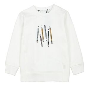 Kids White Crewneck Sweater Pencil Graphic Sweater Size 4 miles Kids